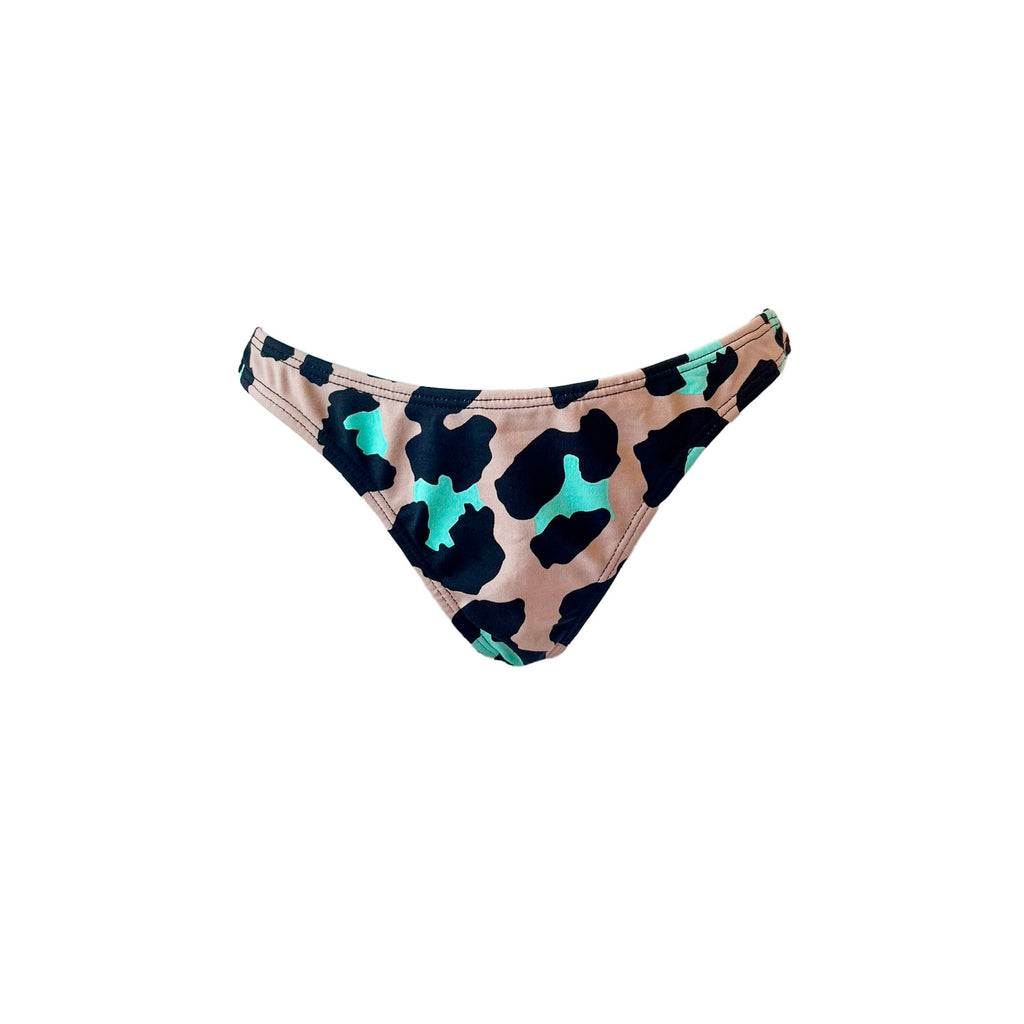 TANGA ASA DELTA LEOPARDO BEIGE CON TURQUESA